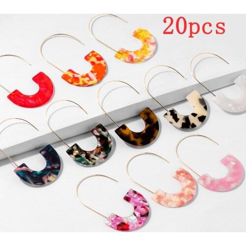 20pcs/Set Acrylic Resin Semicirce Dangle Earrings For Women Geometry Big Circle Tortoiseshell Gril Leopard Earring Acetate Brinc