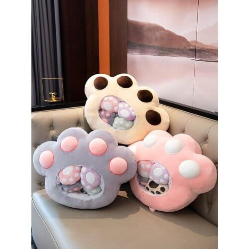 Cute Cat Claw Creative Pillow Big Bag Figurine Doll Small Hand-Shaped Brush Snack Pillow Plush Toy Birthday Gift cute pillow
