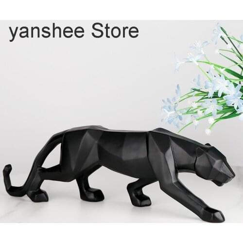 Panther resin Animal Statue, abstract geometric style, decorative crafts, modern home decoration, living room, office, desktop