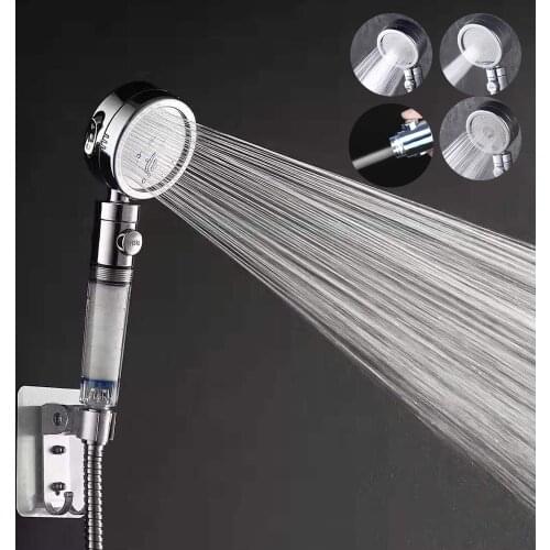 Bathroom Filter Shower Head Purifier 3 Modes Adjustable Jetting Rainfall Shower Head With On/off Stop Button Shower Nozzle