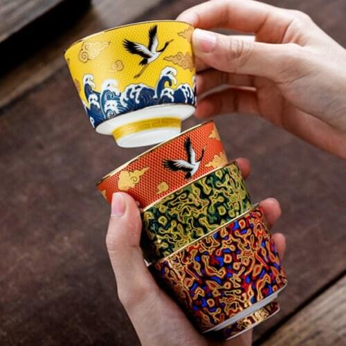 High Quality Ceramic Tea Master Cup Hand Made Enamel Big 120ml Pinming Cup Porcelain Chazhan Single Cup