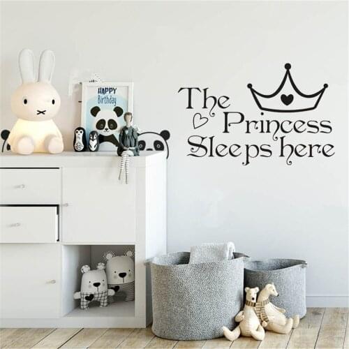 YOSLIFE The Princess sleeps here Wall Sticker for Baby girl bedroom decor Background stickers Art Decals Wallpaper Vinyl ov30