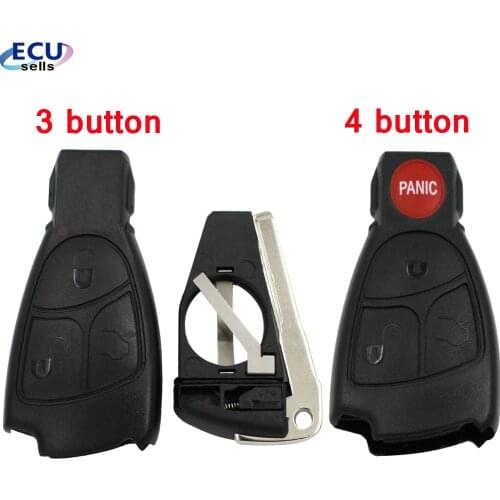 Replacement 3/4 Buttons Remote Car Key Fob Case Cover Shell For Mercedes Benz B C E ML S CLK CL Smart Key With Logo