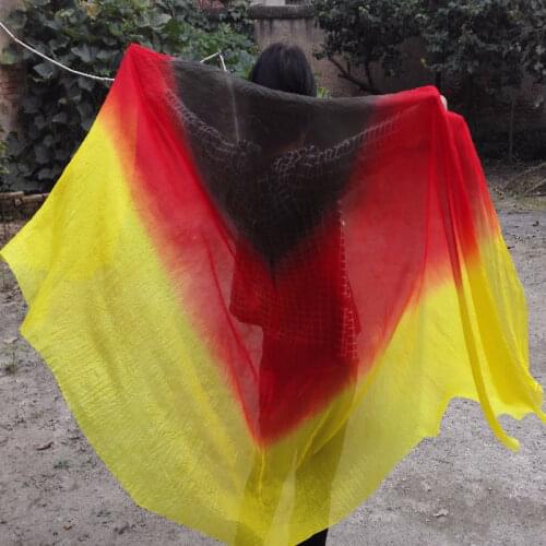 New Arrival Semi-Circle 100% real Silk Veils for women Stage Performance Silk Veil Props 2.5*1.14M Black/Red/Yellow