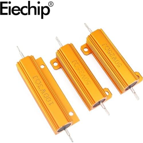 1PCS 50W 100W Aluminum Power Metal Shell Case Wirewound Resistor 0.1R~10K 0.1 1 2 6 8 10 20 200 500 1K 10K ohm RX24 resistance