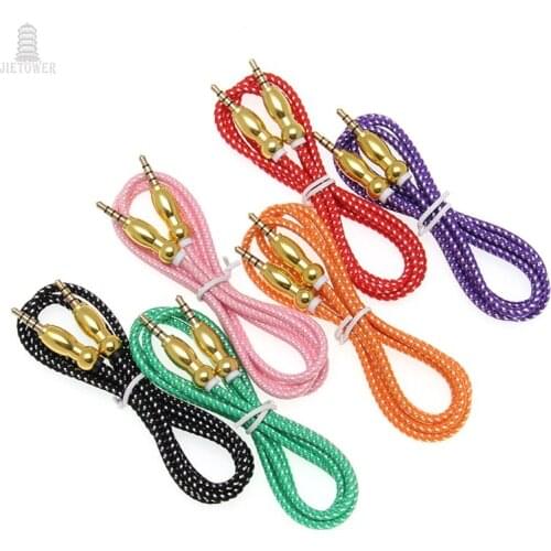 100pcs/lot Braided Metal Gourd Head AUX Car Audio Cable 3.5mm Car Audio Male to Male Audio Cable for Headphones iPhones iPads