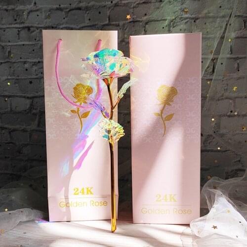 2021 LED Galaxy Rose Eternal 24K Gold Foil Rose Flower Valentines Day Gift for Girls Wedding Decor Lover Lighting Rose