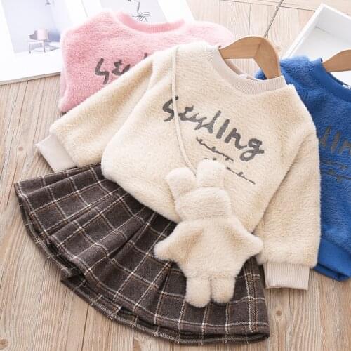 Girls Dresses New Princess Dress Woolen cloth Children Clothing Thick mink velvet sweater Girls Dresses For 1-5Y kids' Clothes