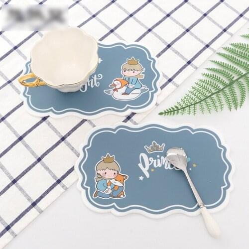 3 PVC Table Pad Silicone Insulation Placemat Cup Bowl Mat Home Decor Durable Car anti-skid Cartoon prince child Coaster