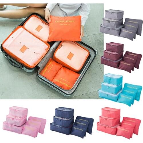 6pcs Travel Organizer Bags Portable Luggage Organizer Storage Clothes Tidy Pouch Suitcase Packing Laundry Bag Storage Cases