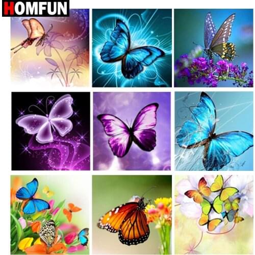 HOMFUN Diamond Painting Full Square/Round Drill 5D DIY "Flower butterfly" Daimond Embroidery Rhinestone Cross Stitch Decor