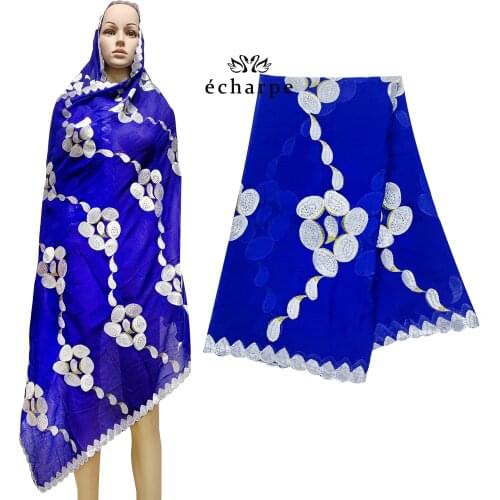 Free Shipping New Cotton Hijab Scarf For Muslim Women African Dubai Islam Turban Headscarf Long Big Embroidery Shawls ED509