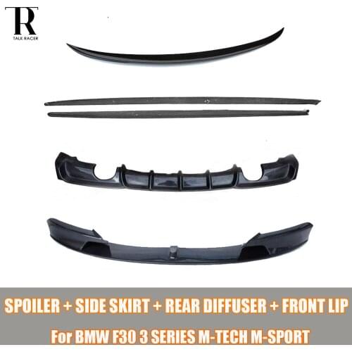 F30 Bodykit Carbon Fiber Side Skirt & Rear Diffuser & Rear Trunk Spoiler & Front lip for BMW F30 3 Series M-tech M-sport 12 - 16