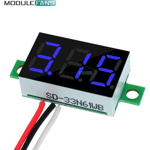 DC 0-30V 3 Wires 0.36 inch 0.36inch 0.36'' Blue LED Panel Voltage Meter 3-Digital Display Voltmeter Module Board