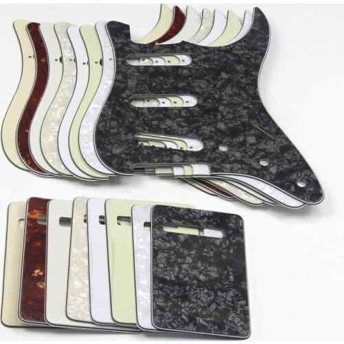 FLEOR No Hole Guitar Pickguard ST SSS Back Plate Set For Electric Guitar Parts, 10 Colors Choose