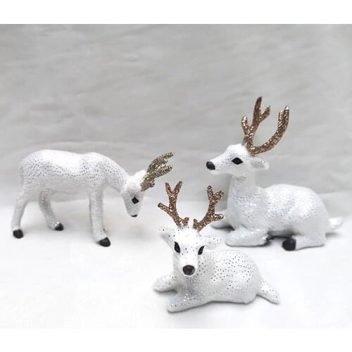 Simulation Lying Christmas Sika Artificial Deer Reindeer Fairy Garden Miniatures Prop Animal Model Figurine Shop Window Showcase