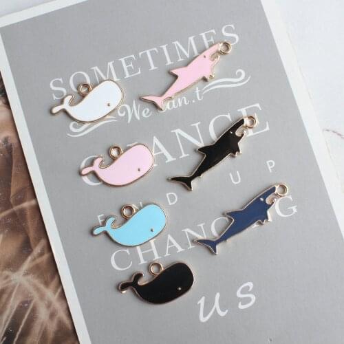 Kawaii Enamel Alloy Charms 70pcs Cute Oil Drop Animal Whale Fish Floating Necklace Pendant Ornament Earring DIY Charm Accessory