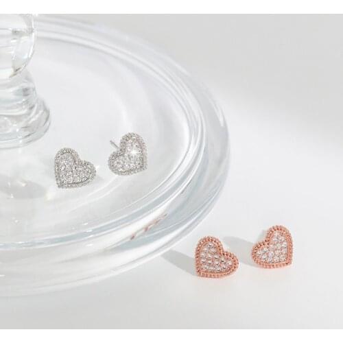 JoiasHome Classical Silver 925 Jewelry Gemstone Stud Earrings for Women Rose Gold Ear Studs Lovely Gift for Girlfriend Wholesale