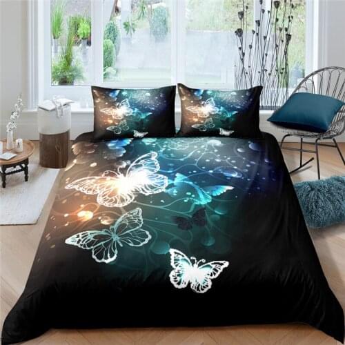 Bedding Sets Luxury 3D Butterfly Print 2/3Pcs Comfortable Kids Aldult Duvet Cover Pillowcase Home Textile Single/Queen/King Size