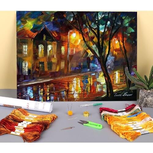 The Best Evening Printed Fabric 11CT Cross-Stitch Patterns Embroidery DMC Threads Hobby Knitting Handmade Handiwork Sales