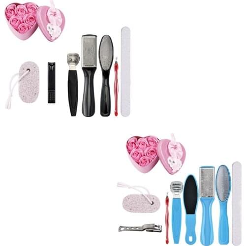 9Pcs/Set Manicure Foot Care File Set Dead Hard Skin Callus Remover Scraper Pedicure Rasp Tools Feet Care Tool Kit