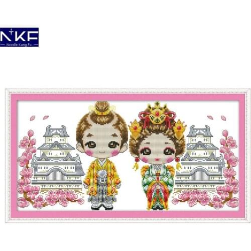 NKF The beauty of kimono needle craft Chinese cross stitch charts counted stamped cross stitch kits for kids