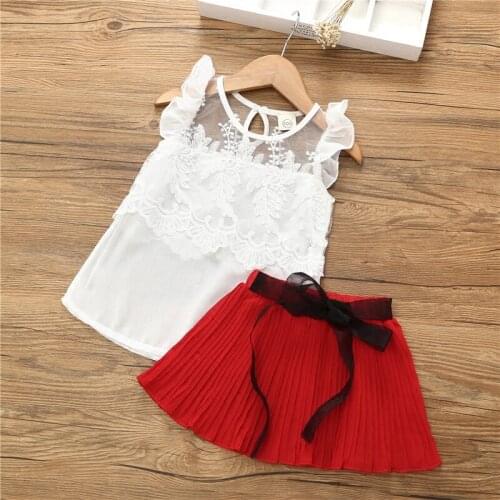 2019 new summer Girls Kids Fashion lace top + skirt comfortable cute baby Clothes Children Clothing