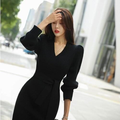 New Vintage Warm Autumn Sweater Women Dress Winter Long Sweater Knitted Dresses skinny Maxi Oversize Dresses Long Robe Vestidos