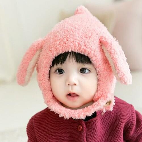 New Cute Ears Rabbit Fur Hats Women Padded Warm Japanese Korean Autumn and Winter Children Knitted Parent-child Hats