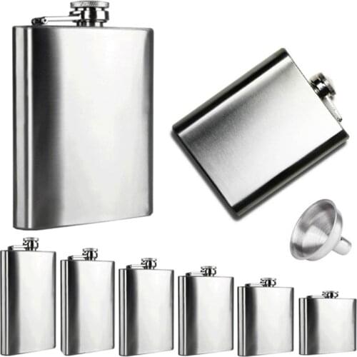 New 4/5/6/7/8/10Oz Stainless Steel Hip Liquor Alcohol Whiskey Flask Cap + Funnel travel liquid container accessory on sale