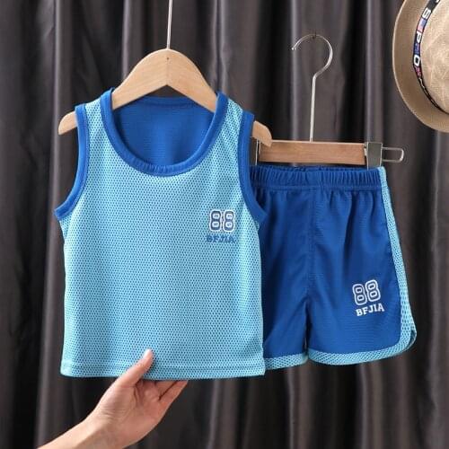New Boys Clothes Set Summer Boys Sports Basketball Clothes Kids Boys Vest T-shirt + Pants Sets for Childrens Clothes Sets 2021