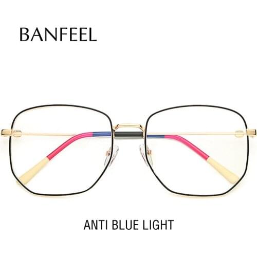 Computer Glasses Men Spectacle Frames Anti Blue Light Goggles Eyeglasses Frame Oversized Square Women Anti Radiation Clear Lens