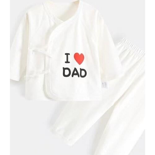 Newborn Baby Clothes Long Sleeve Girl Boy Childrens Clothing I Love Dad & Mom Design 100%Cotton Rompers de bebe Costumes White