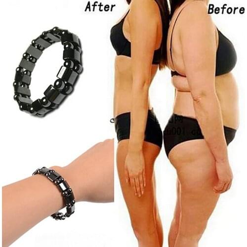 Weight Loss Round Black Stone Magnetic Therapy Bracelet For Women Men Health Care Hematite Stretch Bracelets 2018