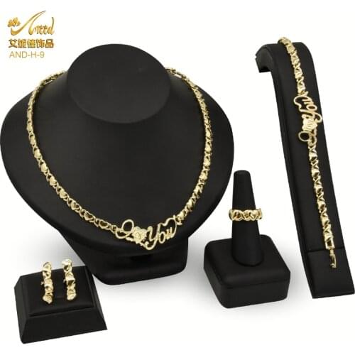 ANIID Xoxo Gold Plated Bridal Necklace Set Heart Jewelery Wedding African Indian Fashion Nigeria Dubai Ethiopian New