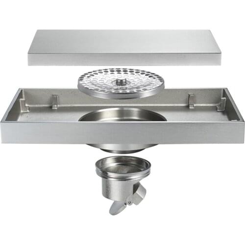 HIDEEP Shower Floor Drain Rectangle Bathroom Toilet Floor Drain 100X200mm Water Anti-Odor Wire Strainer Drain