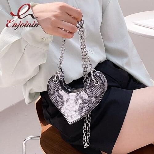 Chic Heart-Shaped Design Chain Shoulder Bag for Women Designer Fashion Purses and Handbags Casual Mini Crossbody Bag Clutch New