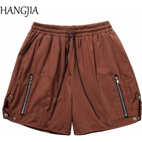 High Street Heavy Button Zipper Lining Loose Boxer Shorts Summer Fashion Men Women Sweat Shorts Hip Hop Side Zipper Cargo Short