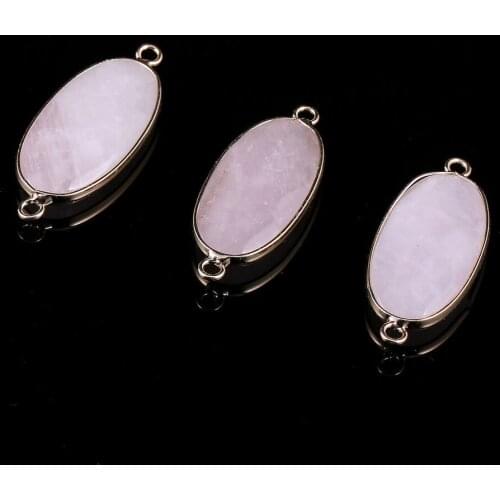 Natural Stone Connectors Faceted Oval Shape Semi-preciousd Stone for Jewelry Making Necklace Accessories Gift for Women18x39mm