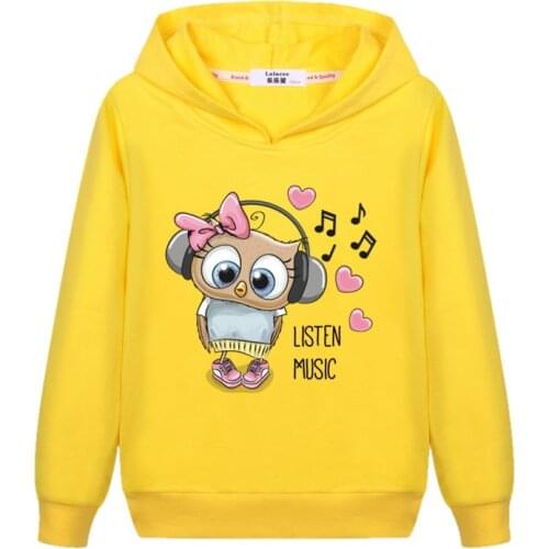 Girls Music Owl Bird Sweatshirt Cute Tops Toddler Kids Long Sleeve Pullover Hoodies Tracksuit 2020 Brand New