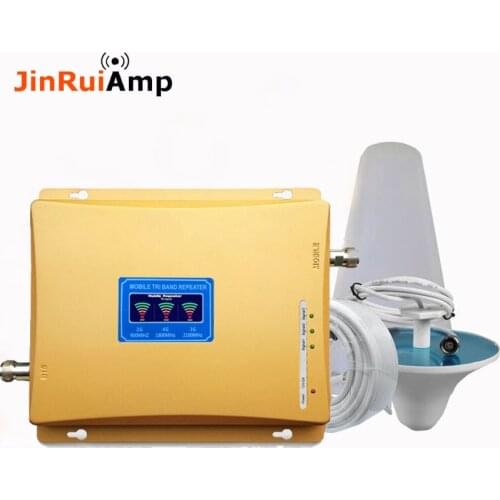 Free shipping 2g 3g 4g Tri Band Signal Booster 900 1800 2100 GSM WCDMA UMTS LTE Cellular Repeater gsm 900/1800/2100mhz Amplifier