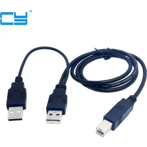 USB 2.0 A Male to B Male AM-BM with usb Power Y Cable Dual Double USB A to Single Printer USB B for Portable HDD Enclosure 80cm