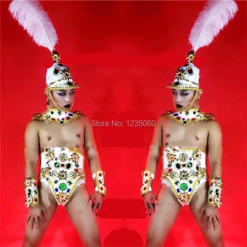 WYY Nightclub DJ Men Stage Perfromance Armor Costumes With Hat Evening Party Dress Ballroom DS Clothes