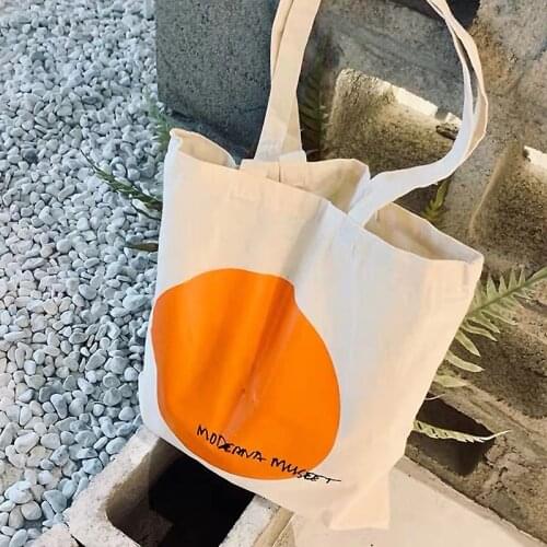 Ladies Canvas Shoulder Bag Female Moderna Museet Peripheral Daily Shopping Bag Student School Bag for Grils Woman Casual ToteBag