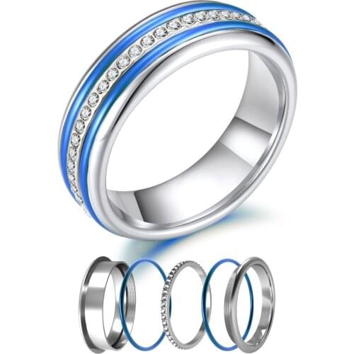 Legenstar Vintage Stackable Rings Women Multicolor Rotating Filled Wedding Ring Combination Jewelry Stainless Steel Finger Rings