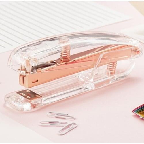 ZK40 Sliver Rose Gold Stapler Edition Metal Manual Staplers Staples Office Accessories School Stationery Supplies