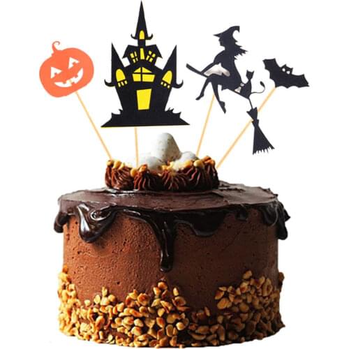 1set Happy Halloween Acrylic Cake Topper Spider Web Bat Pumpkin Witch Halloween Party Dessert Decoration for Home Bar Decoration