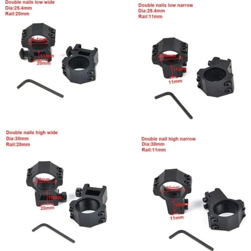 1Pair 25.4/30mm Riflescope Ring Weaver Rail Mount 11mm/20mm Dovetail Rail Base Adapter Hunting Accessories