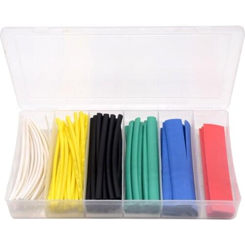 100pcs/lot 6 Sizes Assorted 2:1 Flame-retardant Boxed Colored Heat Shrink Tubing Kit