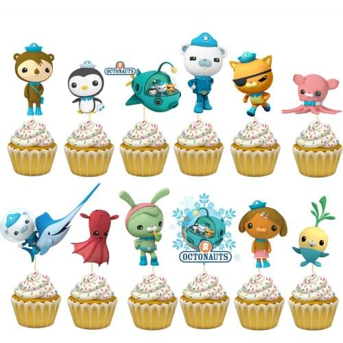 12pcs/lot Octonauts Cake Topper Birthday Baby Octonauts Theme Party Cake Topper Cake Decoration Baby Shower Party Supplies